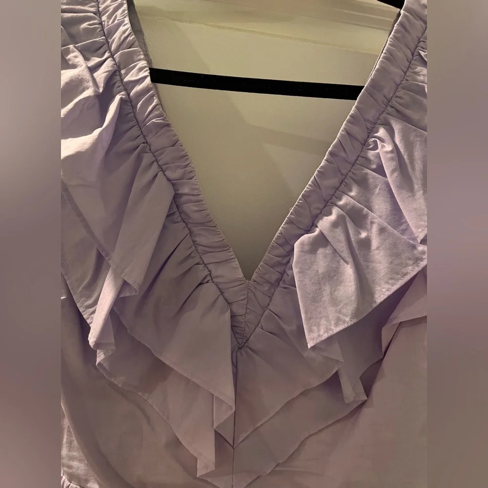Express Lilac Ruffle V-Neck Top - Picture 4 of 13